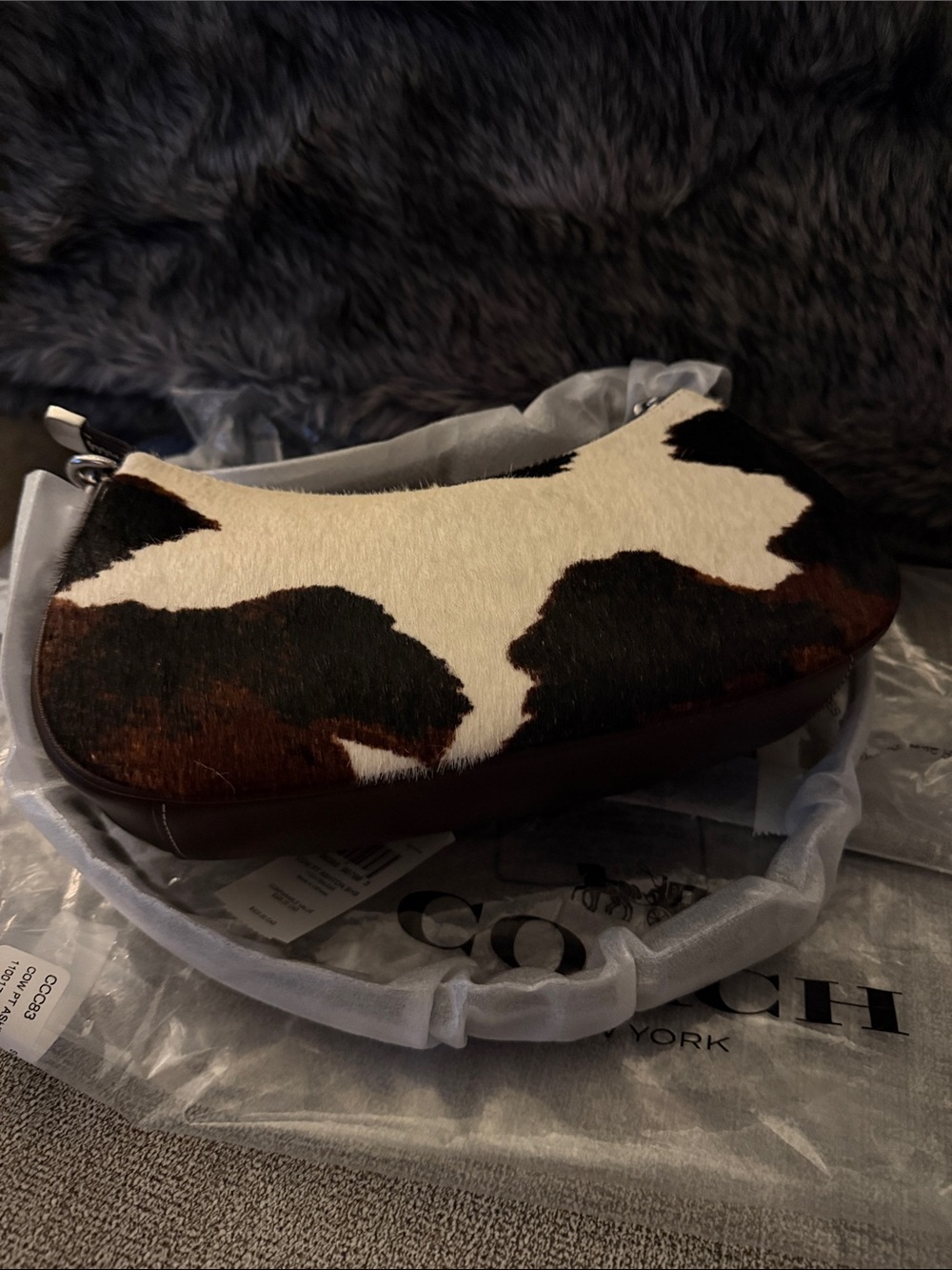 Coach Cowhide Ashton Shoulder Bag in Brown and White - Picture 2 of 3